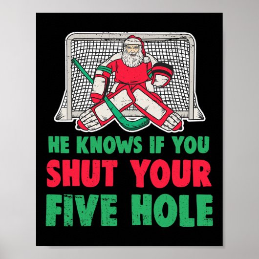 Leuke Kerstmis Santa Ice Hockey Goaltender Goalie  Poster (Voorkant)
