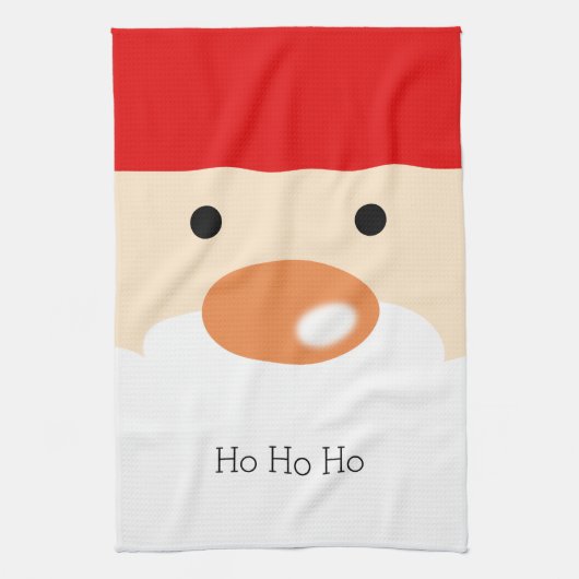 Leuke Kerstmis Schattig Minimaal Santa Gezicht Theedoek (Verticaal)