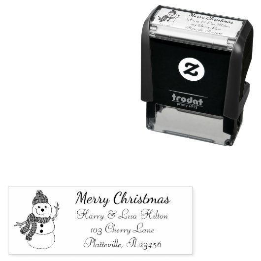 Leuke Kerstmis Sneeuwman Adreslabel Zelfinktende Stempel (In situ)