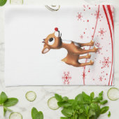 Leuke Kerstmis van het Rendier van de Cartoon Theedoek (Gevouwen)