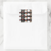 Leuke Kerstmis Verjaardag Kat Gezichten Naadloos P Vierkante Sticker (Tas)