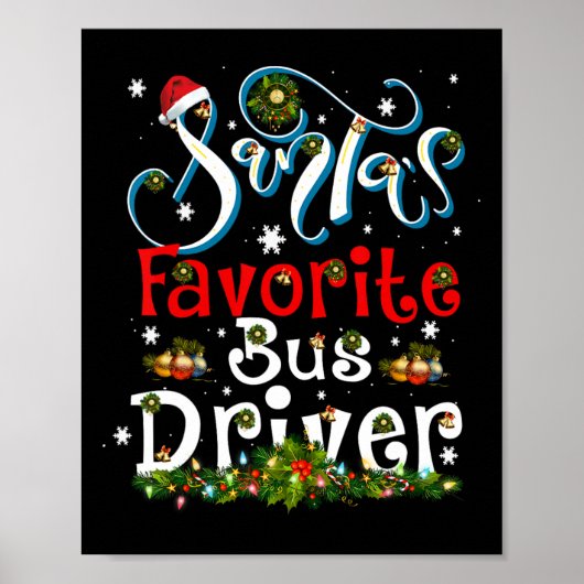 Leuke Kerstmis Verlichting Santa's favoriete busch Poster (Voorkant)