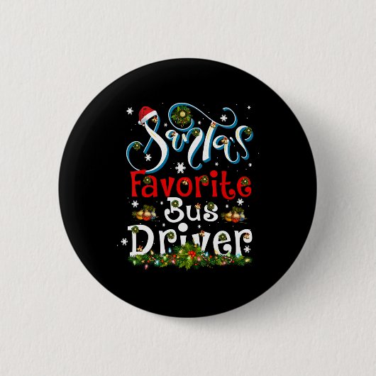 Leuke Kerstmis Verlichting Santa's favoriete busch Ronde Button 5,7 Cm (Voorkant)