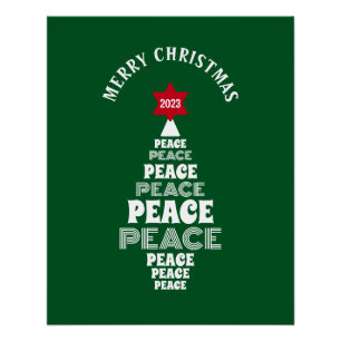 Leuke Kerstmis Vrede Boom Aangepast Jaar Groen Perfect Poster