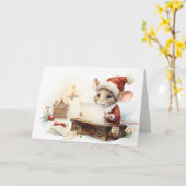 Leuke kerstmuis vakantielijst kaart (Gele Bloem)