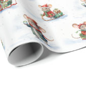 Leuke kerstmuizen in sneeuwvlokken cadeaupapier (Rol Hoek)