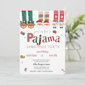 Leuke kerstpyjama-feestje kaart (Staand voorkant)
