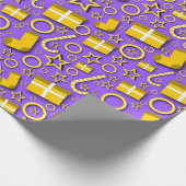 Leuke kerstspullen op Paarse Cadeaupapier (Hoek)