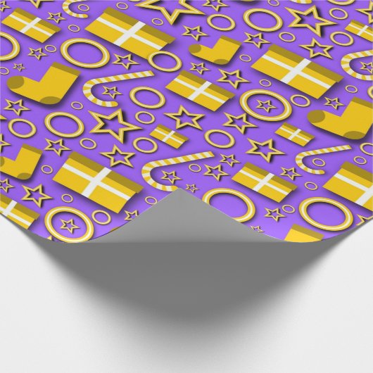 Leuke kerstspullen op Paarse Cadeaupapier (Hoek)