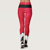 Leuke Kerstvakantie Rode Glitter Santa Pants Leggings (Achterkant)