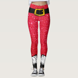 Leuke Kerstvakantie Rode Glitter Santa Pants Leggings