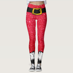 Leuke Kerstvakantie Rode Glitter Santa Pants Leggings