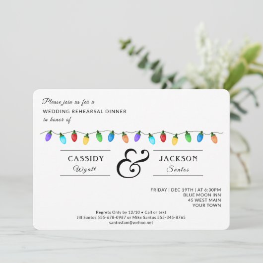 Leuke kerstvakantie verlichting repetitie diner kaart (Staand voorkant)