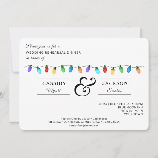 Leuke kerstvakantie verlichting repetitie diner kaart (Voorkant)