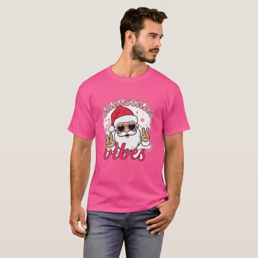 Leuke kerstvibes | Retro vakantie T-shirt (Voorkant volledig)