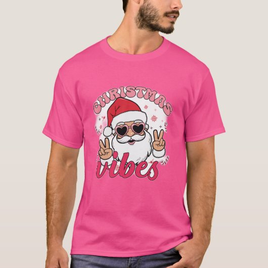 Leuke kerstvibes | Retro vakantie T-shirt (Voorkant)
