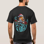 Leuke kerstvogel zittend op een tak t-shirt (Achterkant)