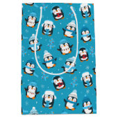 Leuke kerstwinterpinguïns medium cadeauzakje (Voorkant)