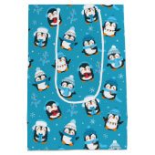 Leuke kerstwinterpinguïns medium cadeauzakje (Achterkant)
