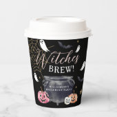 Leuke ketel heksen brouwen Halloween Party Zwart Papieren Bekers (Voorkant)