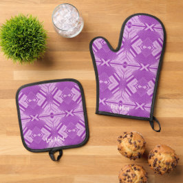 Leuke keuken decor chevron patroon ovenwant & pannenlap set