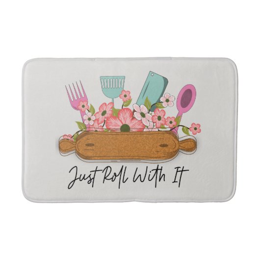 Leuke keuken deegroller woordkunst  badmat (Voorkant)