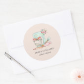 Leuke Keukenmixer met bloemen Bakkerij Ronde Sticker (Envelop)