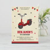 Leuke Kick Scooter Kids Verjaardagsfeestuitnodigin Kaart (Staand voorkant)