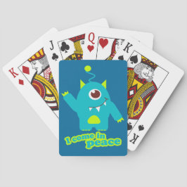 Leuke kids alien in vrede spelend met kaarten