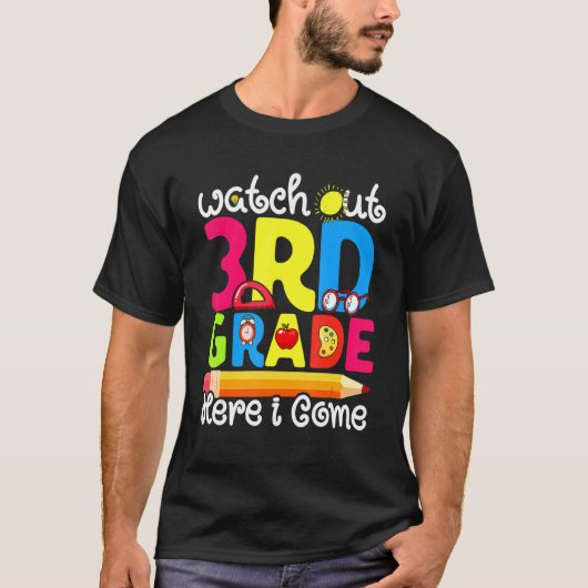 Leuke kijk uit 3e klas eerste dag van school grap t-shirt (Voorkant)