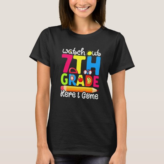 Leuke kijk uit 7e klas eerste dag van school grap t-shirt (Voorkant)