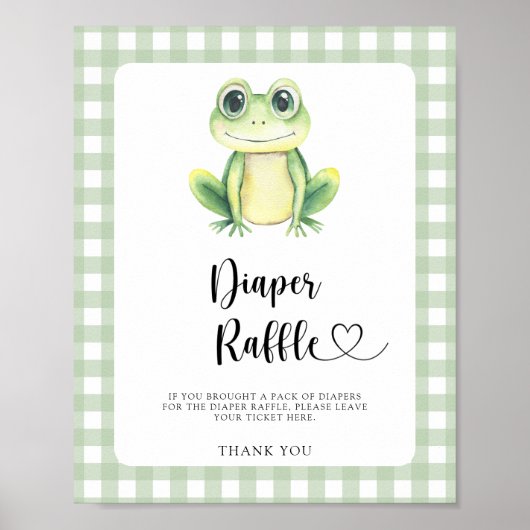 Leuke kikker baby shower - luierverloting poster (Voorkant)