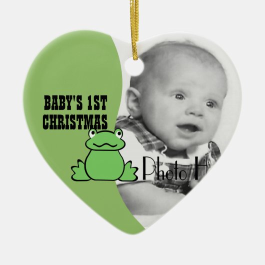 Leuke kikker "Baby's First Christmas" Foto Keramisch Ornament (Voorkant)