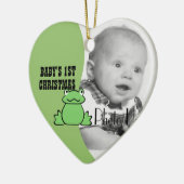 Leuke kikker "Baby's First Christmas" Foto Keramisch Ornament (Links)