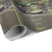 Leuke kikker gezicht dier gepersonaliseerd cadeaupapier (Rol Hoek)