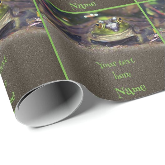 Leuke kikker gezicht dier gepersonaliseerd cadeaupapier (Rol Hoek)