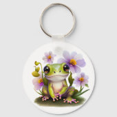 Leuke Kikker in Bloemen, rugzak, label Sleutelhanger (Voorkant)