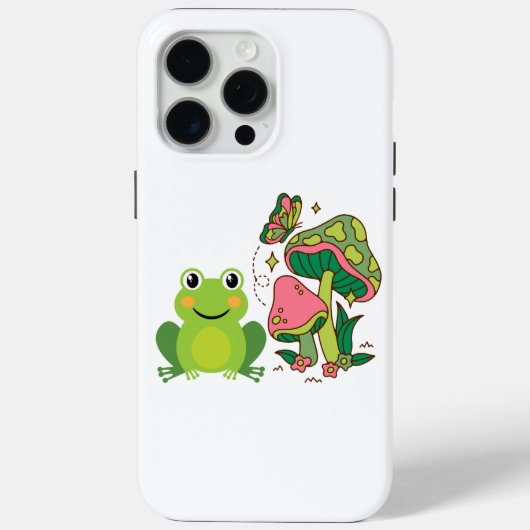 Leuke kikker, paddenstoelen en vlinder Case-Mate iPhone case (Achterkant)