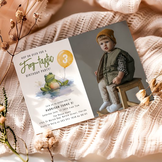Leuke kikker-tastische foto verjaardagsfeestje uit kaart