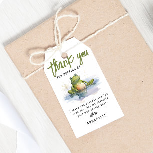 Leuke kikker thema verjaardagsfeestje bedankt cadeaulabel