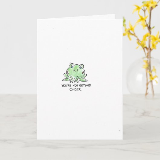 Leuke kikker voor verjaardag kaart (Gele Bloem)