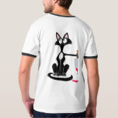 Leuke killer cat met een bloederig mes Koffie Mok T-shirt (Achterkant)