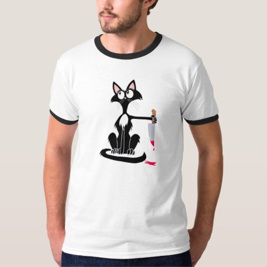 Leuke killer cat met een bloederig mes Koffie Mok T-shirt (Voorkant)