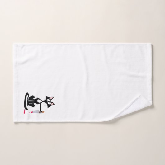 Leuke killer kat met een bloederig mes bad handdoek (Handdoek)