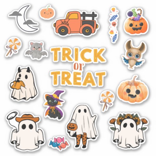 Leuke Kind Halloween Ghost Pumpkin Stickers (Voorkant)