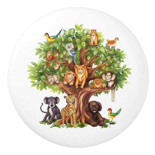 Leuke kinder baby unisex oerwoud dieren keramische knop (Voorkant)