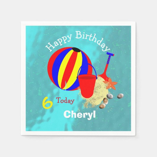 Leuke Kinder Beach Games gepersonaliseerd Servet (Voorkant)
