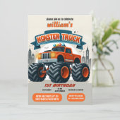 Leuke kinder Boy Cars Cool Monster Truck 1e Verjaa Kaart (Staand voorkant)