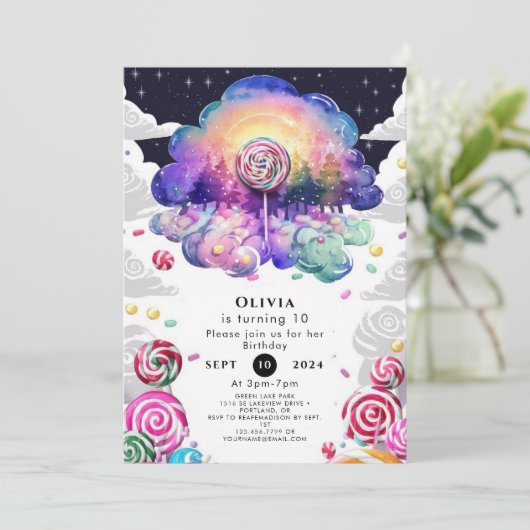 Leuke Kinder Candyland Verjaardag Kaart (Staand voorkant)