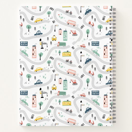 Leuke Kinder Cartoon Wegen Auto's Hand getrokken P Notitieboek (Achterkant)